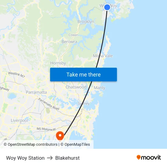 Woy Woy Station to Blakehurst map