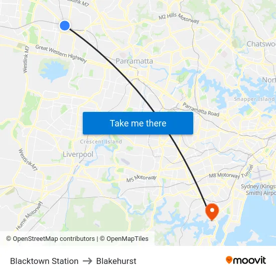 Blacktown Station to Blakehurst map
