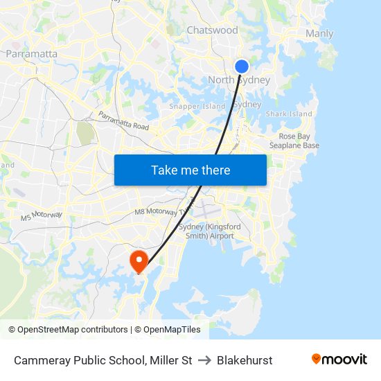 Cammeray Public School, Miller St to Blakehurst map