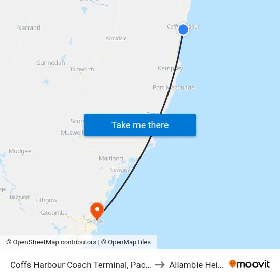 Coffs Harbour Coach Terminal, Pacific Hwy to Allambie Heights map