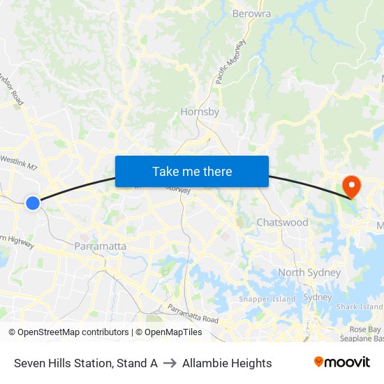 Seven Hills Station, Stand A to Allambie Heights map