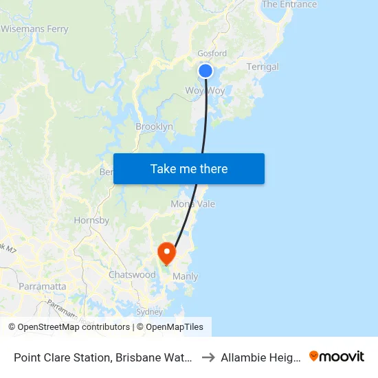 Point Clare Station, Brisbane Water Dr to Allambie Heights map