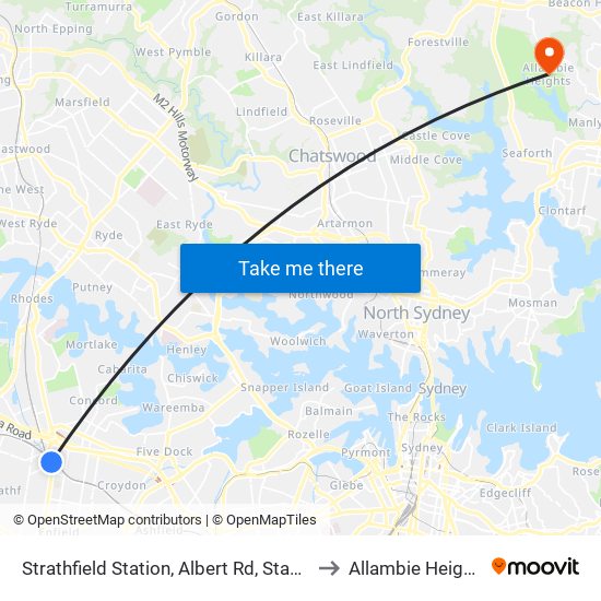 Strathfield Station, Albert Rd, Stand E to Allambie Heights map