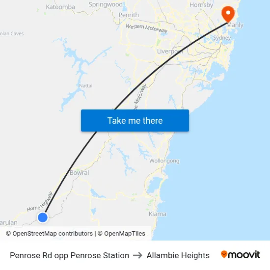 Penrose Rd opp Penrose Station to Allambie Heights map