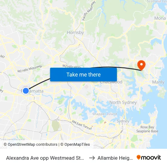 Alexandra Ave opp Westmead Station to Allambie Heights map