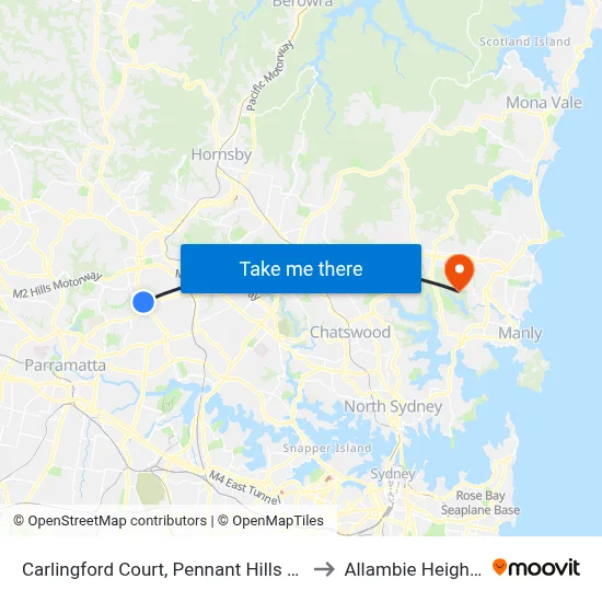 Carlingford Court, Pennant Hills Rd to Allambie Heights map