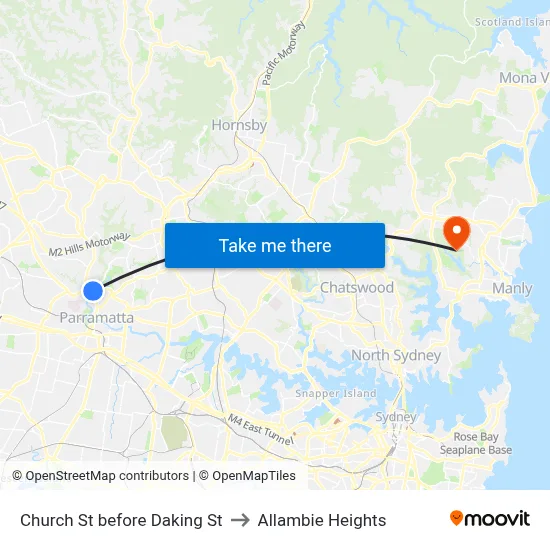 Church St before Daking St to Allambie Heights map