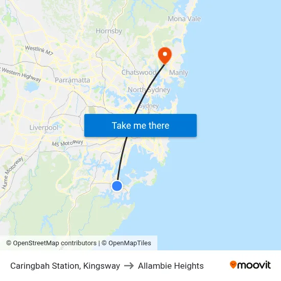 Caringbah Station, Kingsway to Allambie Heights map
