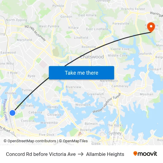 Concord Rd before Victoria Ave to Allambie Heights map