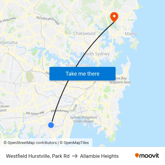 Westfield Hurstville, Park Rd to Allambie Heights map