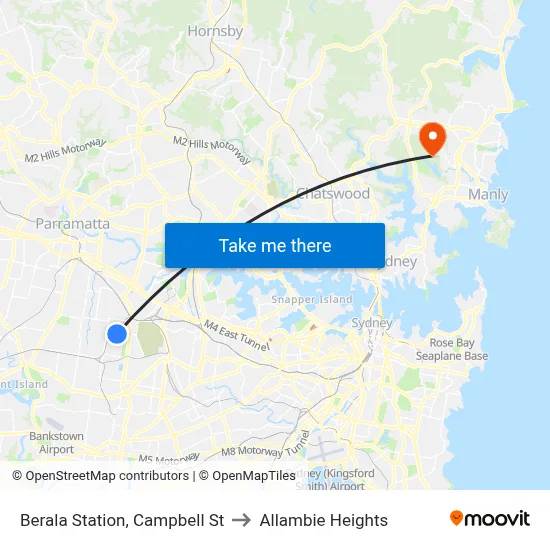 Berala Station, Campbell St to Allambie Heights map