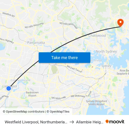 Westfield Liverpool, Northumberland St to Allambie Heights map
