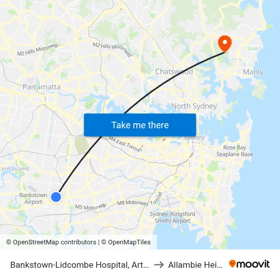 Bankstown-Lidcombe Hospital, Artegall St to Allambie Heights map