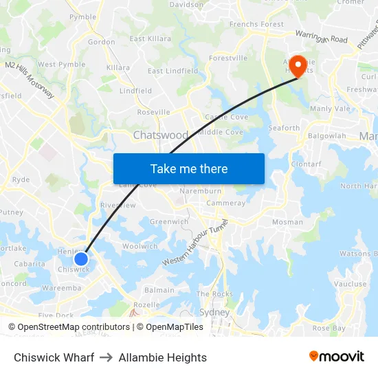 Chiswick Wharf to Allambie Heights map