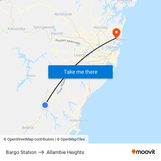 Bargo Station to Allambie Heights map