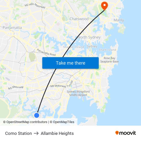 Como Station to Allambie Heights map