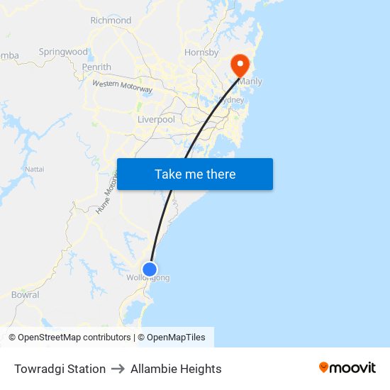 Towradgi Station to Allambie Heights map