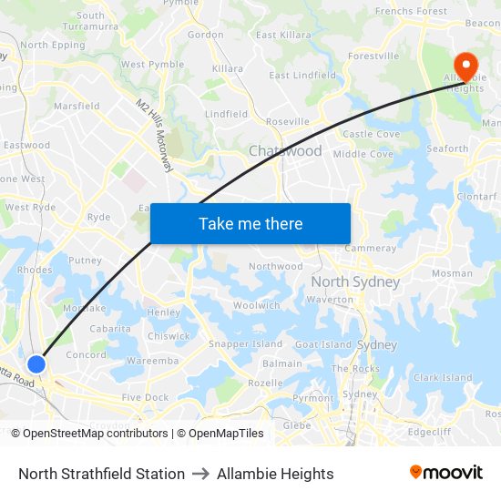 North Strathfield Station to Allambie Heights map