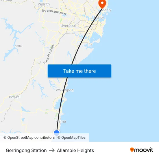 Gerringong Station to Allambie Heights map