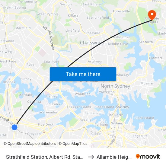 Strathfield Station, Albert Rd, Stand G to Allambie Heights map