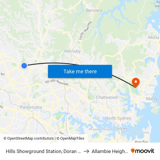 Hills Showground Station, Doran Dr to Allambie Heights map