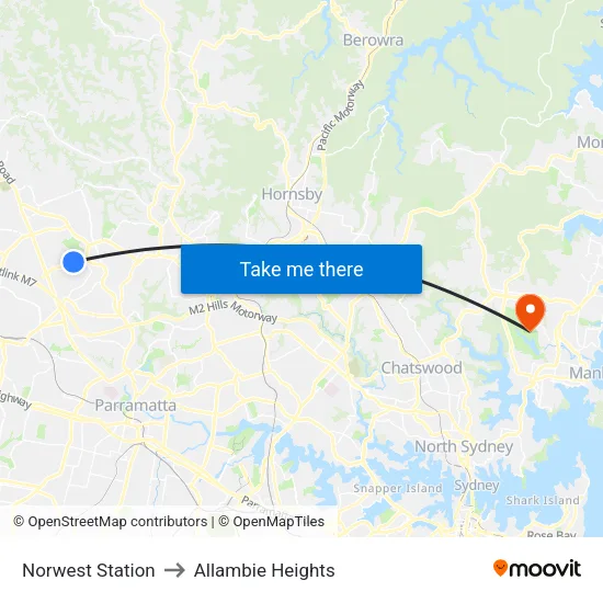 Norwest Station to Allambie Heights map