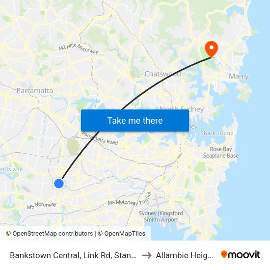 Bankstown Central, Link Rd, Stand A to Allambie Heights map