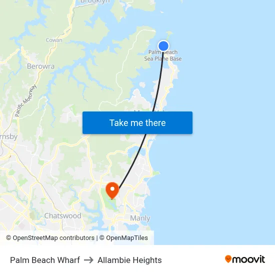 Palm Beach Wharf to Allambie Heights map