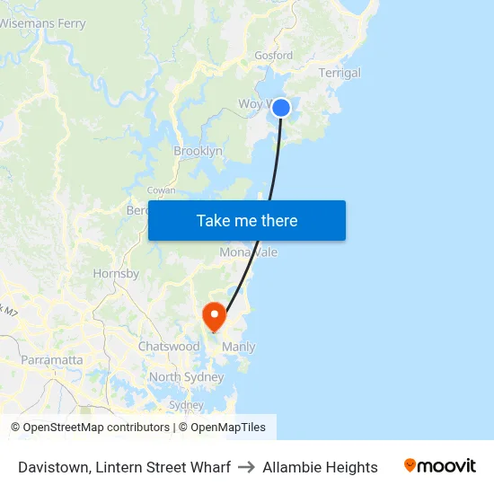 Davistown, Lintern Street Wharf to Allambie Heights map