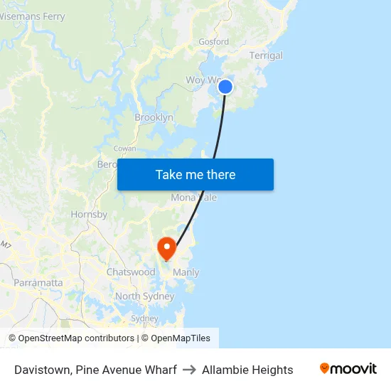 Davistown, Pine Avenue Wharf to Allambie Heights map