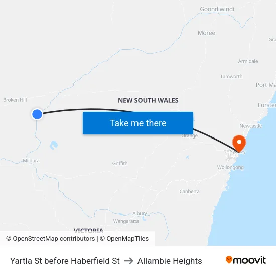 Yartla St before Haberfield St to Allambie Heights map