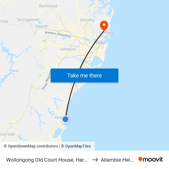 Wollongong Old Court House, Harbour St to Allambie Heights map