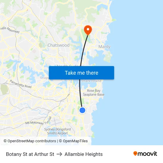 Botany St at Arthur St to Allambie Heights map