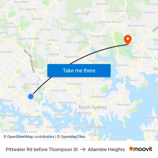 Pittwater Rd before Thompson St to Allambie Heights map