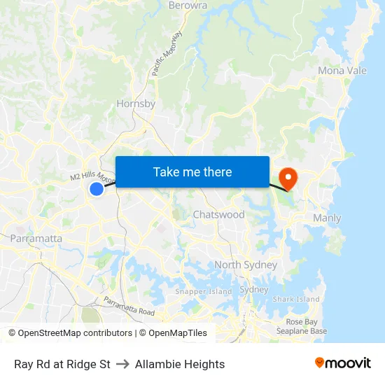 Ray Rd at Ridge St to Allambie Heights map