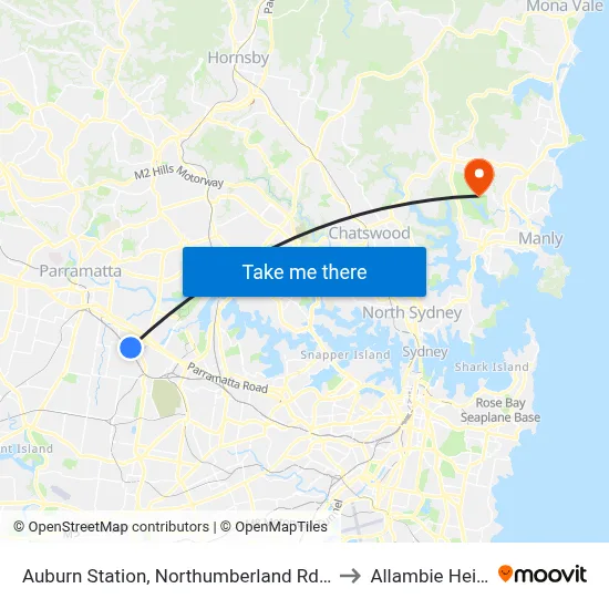 Auburn Station, Northumberland Rd, Stand C to Allambie Heights map