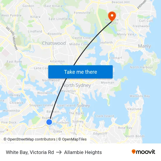 White Bay, Victoria Rd to Allambie Heights map