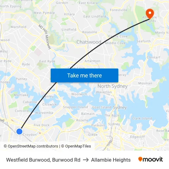Westfield Burwood, Burwood Rd to Allambie Heights map