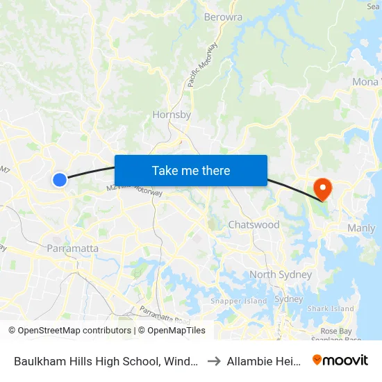 Baulkham Hills High School, Windsor Rd to Allambie Heights map