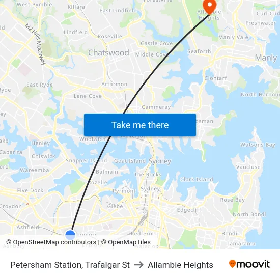 Petersham Station, Trafalgar St to Allambie Heights map