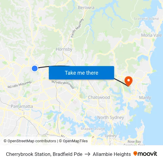 Cherrybrook Station, Bradfield Pde to Allambie Heights map