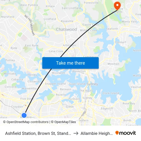 Ashfield Station, Brown St, Stand C to Allambie Heights map