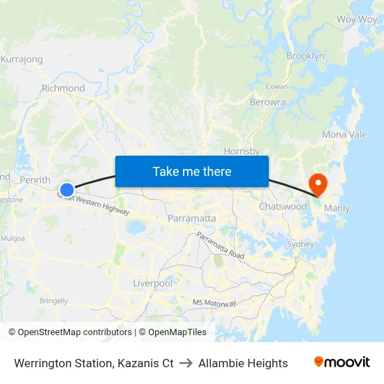 Werrington Station, Kazanis Ct to Allambie Heights map