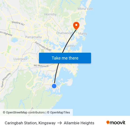 Caringbah Station, Kingsway to Allambie Heights map