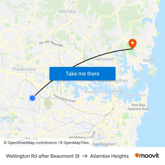 Wellington Rd after Beaumont St to Allambie Heights map