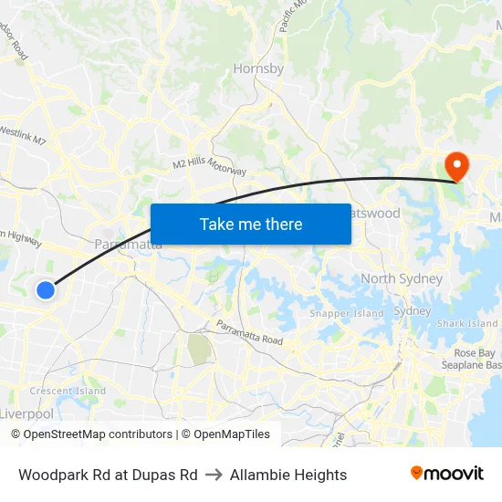 Woodpark Rd at Dupas Rd to Allambie Heights map