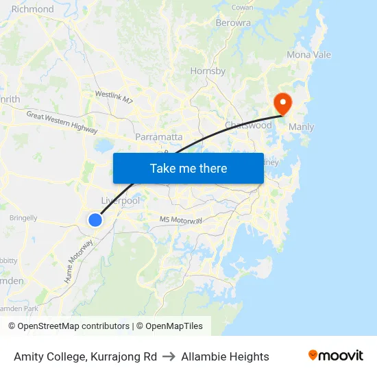 Amity College, Kurrajong Rd to Allambie Heights map