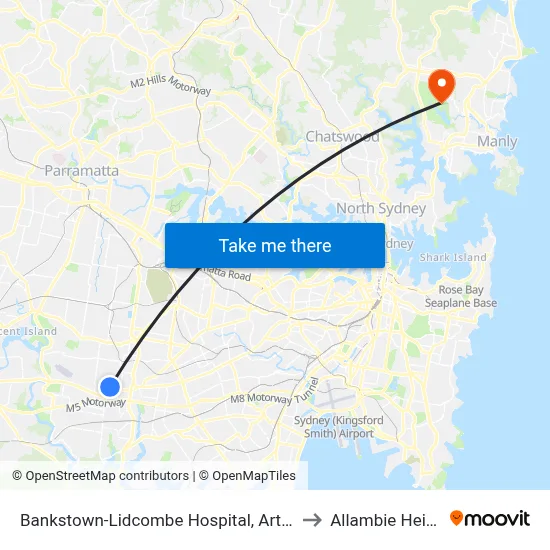 Bankstown-Lidcombe Hospital, Artegall St to Allambie Heights map