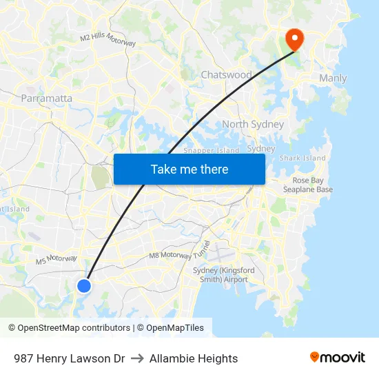 987 Henry Lawson Dr to Allambie Heights map