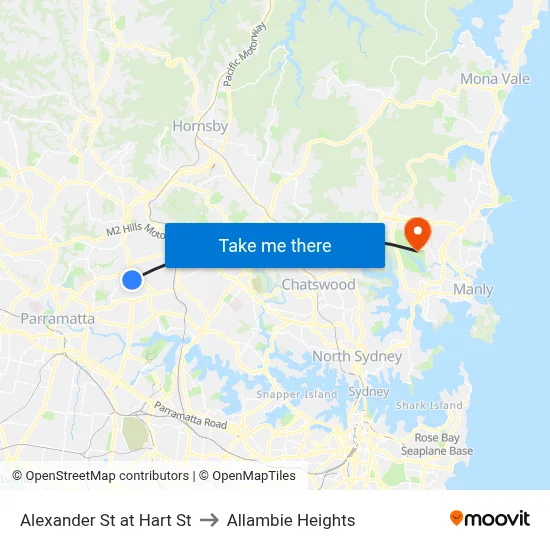 Alexander St at Hart St to Allambie Heights map